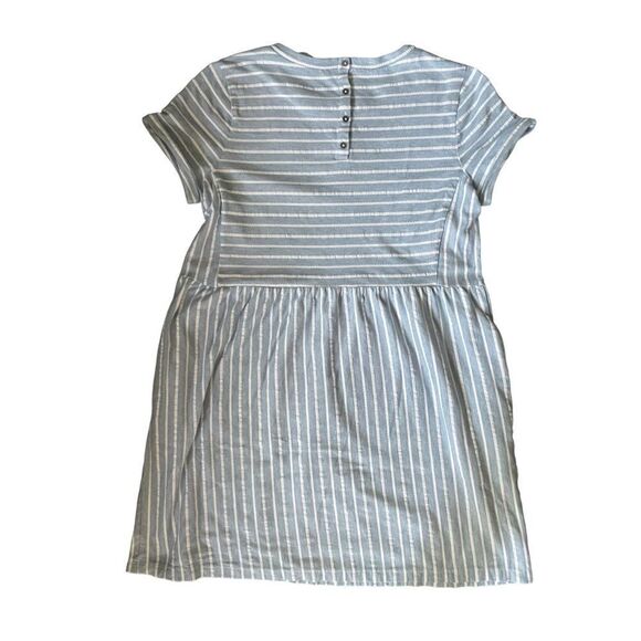 LOFT Blue White Striped Babydoll Dress Sz Medium - Picture 5 of 8